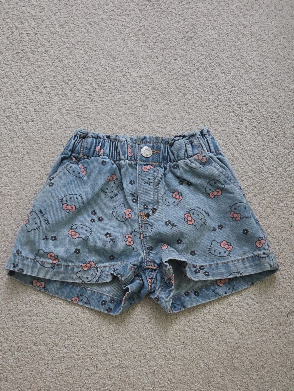 H&M Hello Kitty Light Blue Denim-Print Girls' Shorts